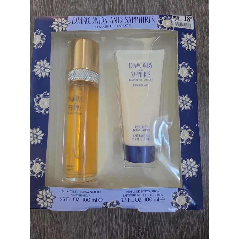 DIAMONDS AND SAPPHIRES 2 PIECE GIFT SET ELIZABETH TAYLOR New In Box 3.3 oz each